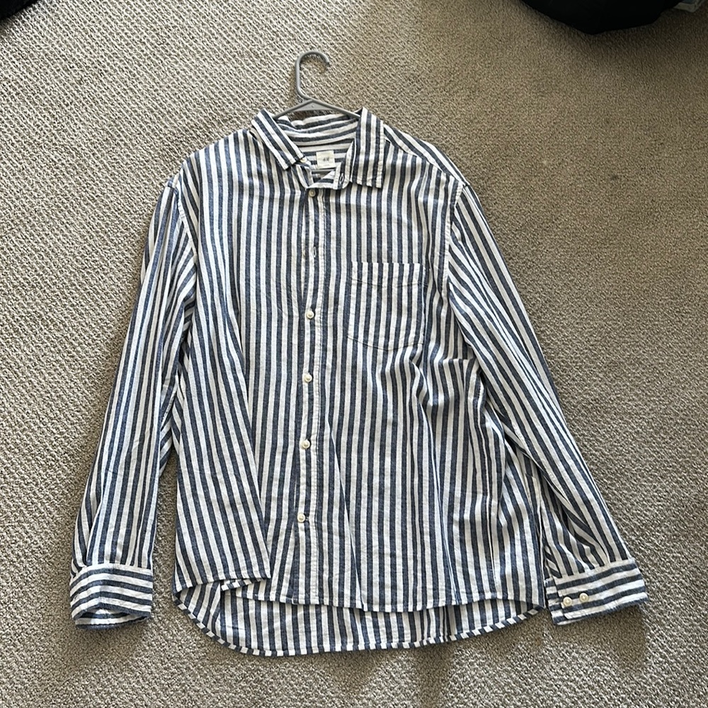 H&M sailor long sleeve button down size Large